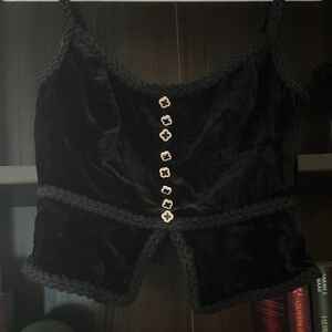 NWT Reformation Minna Black Velvet Tank Top size 4